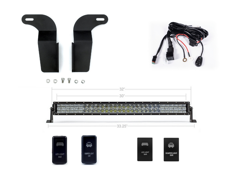 32" Lower Bumper Hidden LED Light Bar Brackets Kit For 2005-2015 Toyota Tacoma