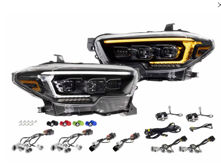VLAND Full LED Headlights For 2016-2023 Toyota Tacoma – Pair, Black Housing, Clear Lens, Sequential Turn Signals