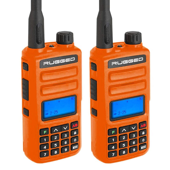 PREORDER - 2 PACK - GMR2 Handheld GMRS FRS Radio pair - By Rugged Radios - High Visibility Safety Orange